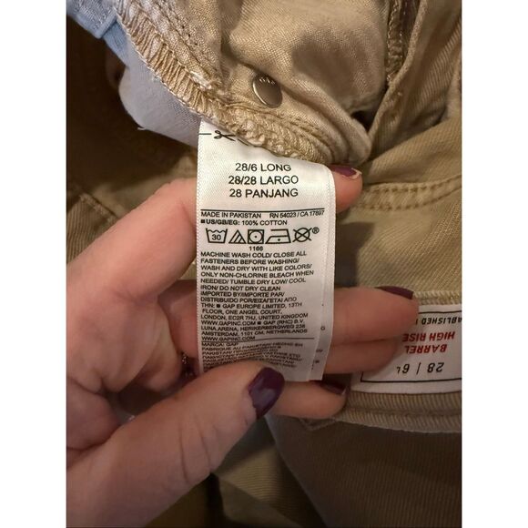Gap NWOT tan high rise barrel jeans size 6/28 tall - Picture 4 of 9
